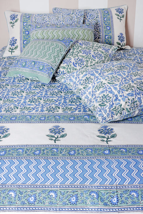 20s Cotton KING SIZE Bed Cover In Block Print